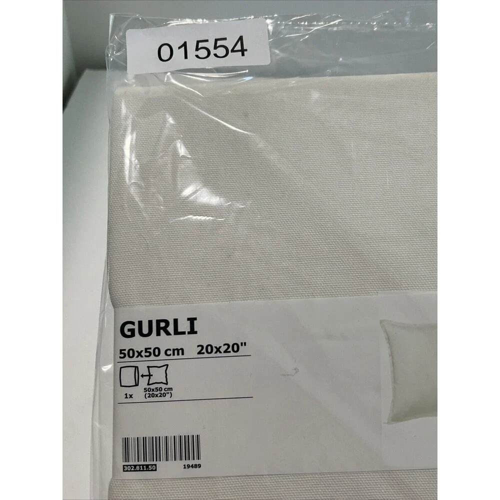 IKEA GURLI Cushion Pillow Cover Square 20X20 Ivory Cream 100% Cotton NEW